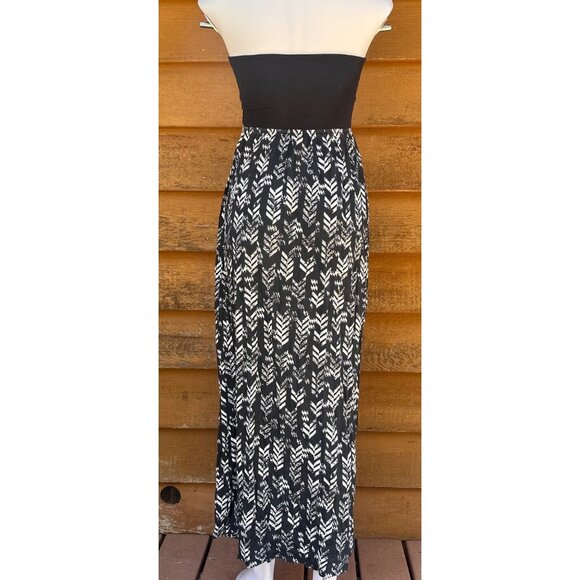 Roxy Black & White Strapless Maxi Dress Size M - Picture 3 of 8